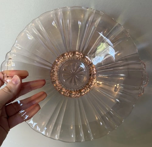 Anchor Hocking 1930's Pink Depression Glass Old Cafe Pattern Candy Dish Vintage