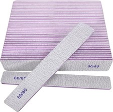 80/80 Grit Nail Files 24 Pack , Heavy Coarse Emery Boards for Acrylic Nails