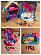 Polly Pocket Mini Playset Lot Dolls Accessories Snow Lodge Flamingo Compact Toys