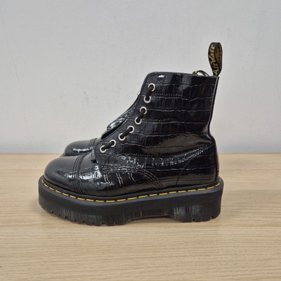Dr Martens Sinclair Wild Black Croc Embossed Platform Leather Chunky Boots  Uk UK