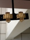 Ciner signed Cross clip polished gold tone clip earrings — photo 2
