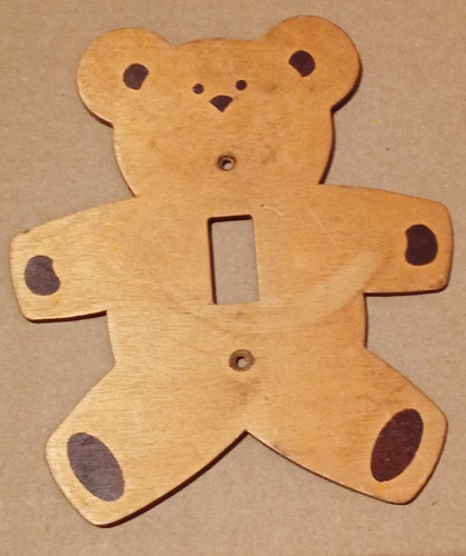 Wooden Teddy Bear Light Switch Cover