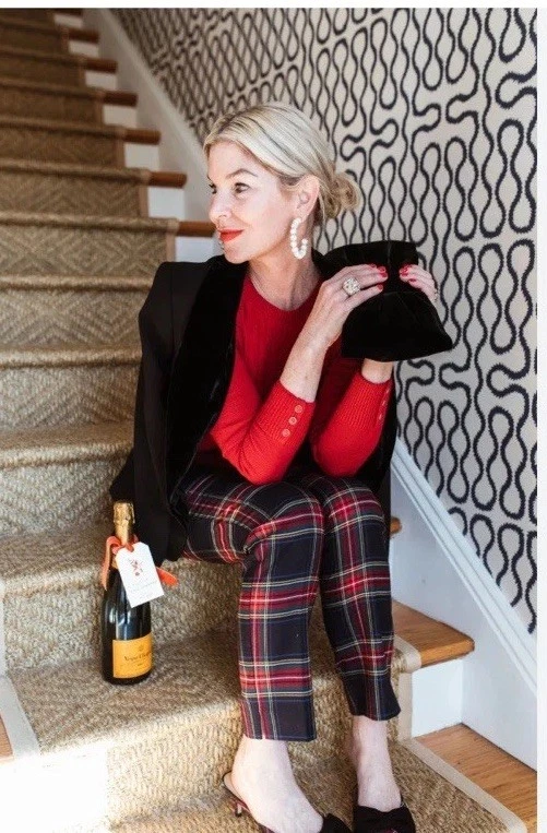 Talbots Curvy Plaid Gray/ Red Wool Blend  Lined Pants Sz 10~Classy - Image 2 of 4