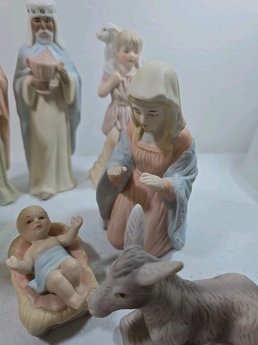 1983 #00350 LEFTON Porcelain CHRISTOPHER Collection 9 Pc NATIVITY SET Excellent - Picture 4 of 10