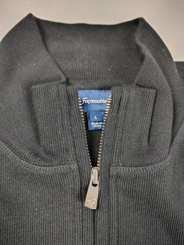 Facconable 1/4 Zip Pullover Herren Größe L schwarz leicht Stretch - Bild 2 von 11