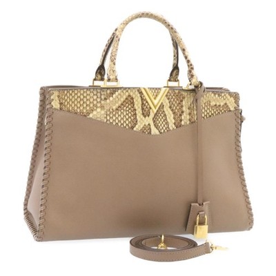 LOUIS VUITTON Very Zip Tote Hand Bag Leather Snake Skin N94301 LV