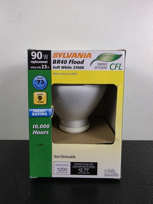#ad #ad Sylvania BR40 90W using 23W CFL Flood 120V Super Saver Medium Base Light bulb $9.89