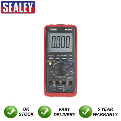 Sealey 15 Funktionen Digital KFZ Multimeter mit Balkendiagramm/PC Link TA203