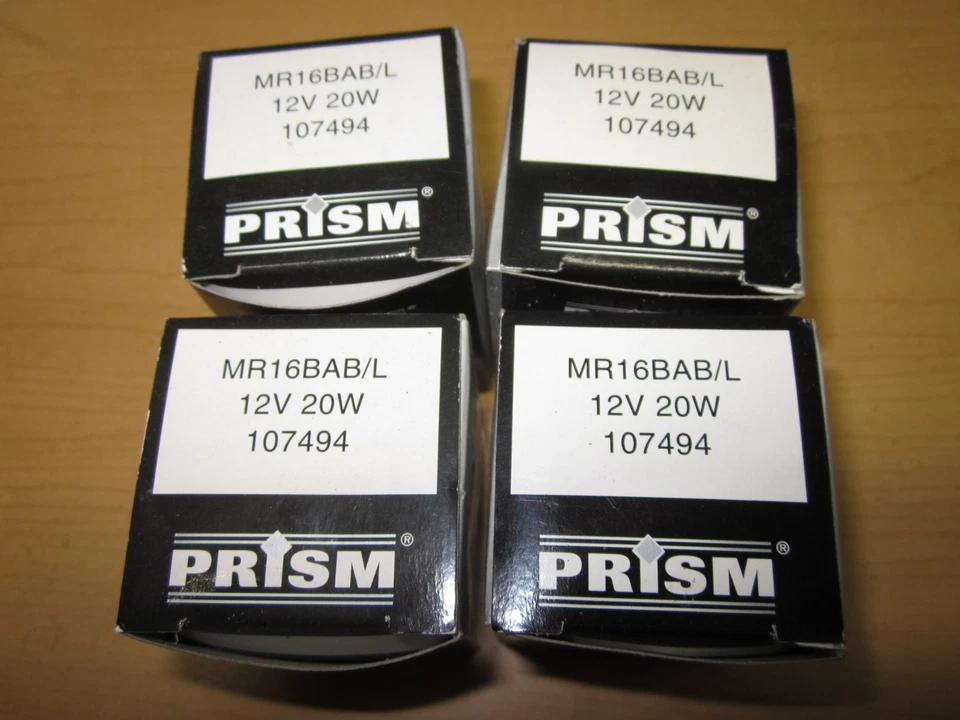 SET OF 4 BRAND NEW PRISM 2 PRONG LIGHT BULB 12V 20W 107494 MR16BAB/L NIB - Image 3 of 4