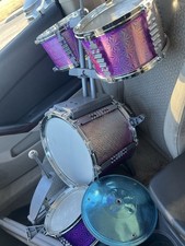 Purple Acoustic Drum Kit Set with Snare, Tom, Bass Drum, and Cymbal