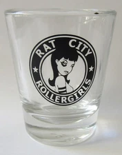 Seattle, WA.  - SHOT GLASS - RAT CITY ROLLERGIRLS - female Roller Derby
