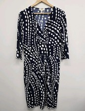 VTG Talbots Petites Faux Wrap Dress Size 12P Stretch Jersey Knit Chain Link Dots