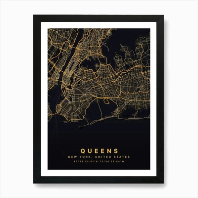 Queens Brooklyn New York USA schwarz gerahmtes Wandbild Poster Leinwanddruck Bild