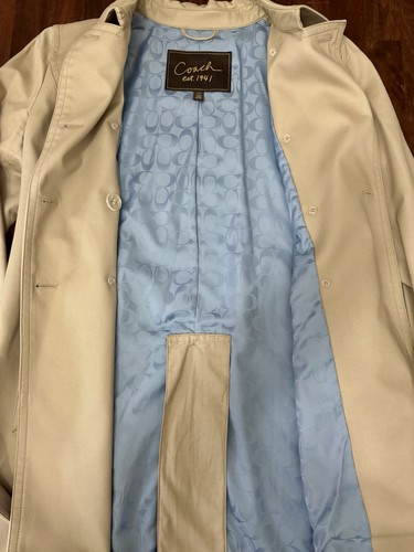 Coach Short Trench Coat Womens Double Breasted Lightweight Jacket Beige Sz L - Picture 4 of 8