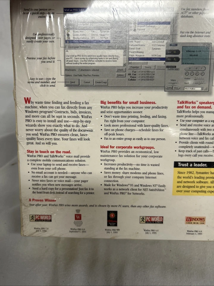 WINFAX 1997 Symantec Hassle-Free Faxing Version 8.0 Pro 95/NT SEALED! - Image 4 of 4