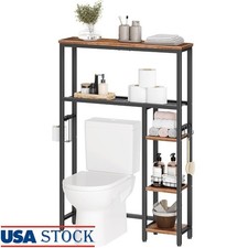 Over the Toilet Storage Cabinet 5 Tier Bathroom Organizer Shelf W/ Hooks New