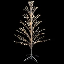 Northlight 4' White Lighted Christmas Cascade Twig Tree Outdoor Yard Decor Clear