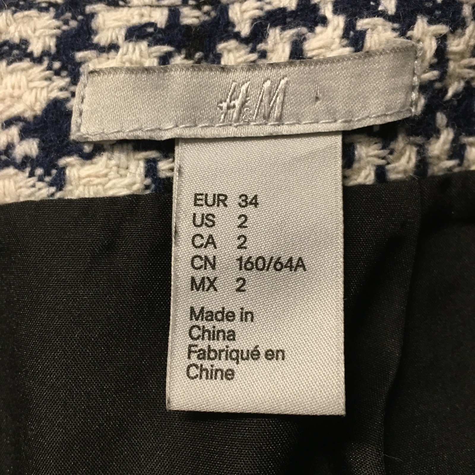 H&M Skirt Womens 2 Mini A-Line Plaid Back Zipper Casual Flat Front Blue White thumbnail 11