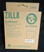 Zilla EcoRenew Filter Cartridges With Smartclean No Drip 1ea/Medium 3 pk NEW