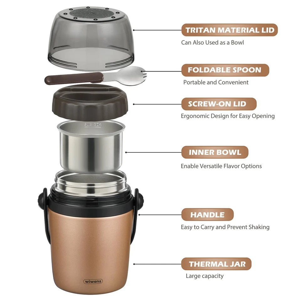 Contenedor de almuerzo aislado 32 oz para sopa de comida caliente | Bento Bo a prueba de fugas Foto 2 de 4