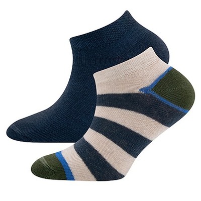 Ewers Jungen Sneaker Strümpfe 2er Pack Streifen Uni tinte blau