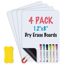 4-Pack Magnetic Dry Erase Board Sheet for Refrigerator, 12"X8" Erasable Fridge