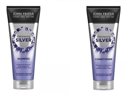 John Frieda Silver Shampoo & Conditioner Set 250ml - Formel für stumpfes graues Haar
