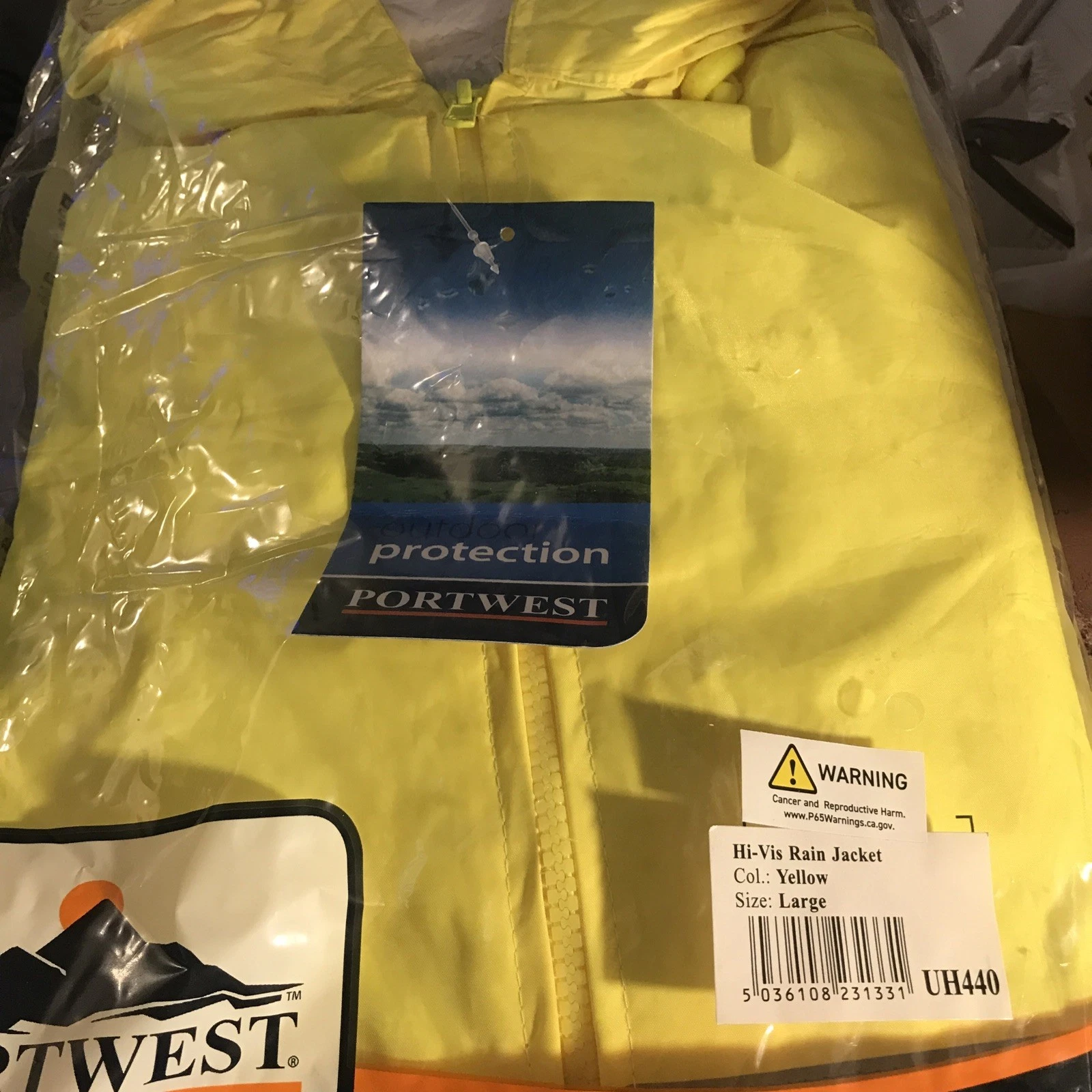 Portwest UH440 Mens Waterproof Hi Vis Rain Jacket Reflective Lightweight Safety image 1