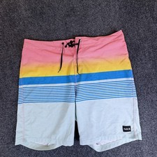 Hurley Board Shorts Mens 38x7.5 Multicolor Gradient Striped Pocket Swimwear