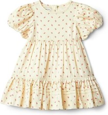 Amazon Essentials x Sofia Grainge Girls' Puff Sleeve Dress, Bright Pink Little S