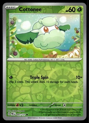 Cottonee 007/131 Common Prismatic Evolutions Pokemon Reverse Holo NM Englisch