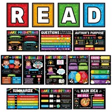 15Pcs Colorful Reading Comprehension Posters for Classroom Educational Motiva...