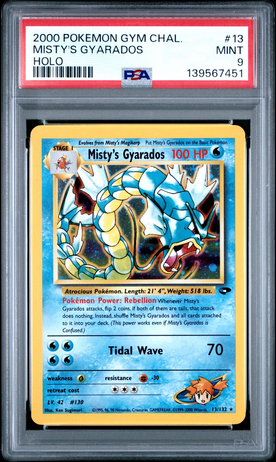 2000 POKEMON GYM CHALLENGE #13 MISTY'S GYARADOS HOLO RARE PSA 9