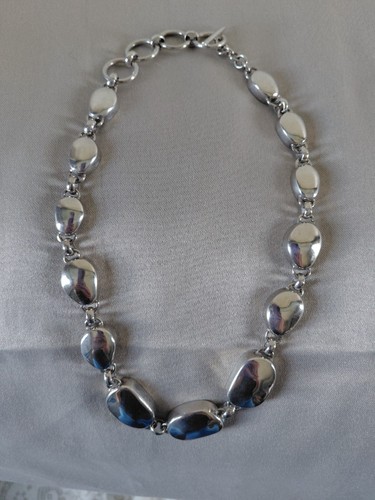 Vintage Taxco Mexico Signed ATI 925 Sterling Silver Heavy Pebble Link Statement