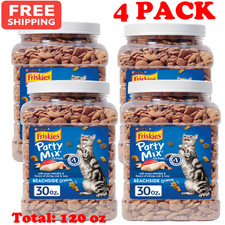 4 PACK - Purina Friskies Cat Treats, Party Mix Beachside Crunch, 30 oz