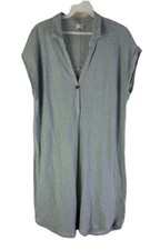 Poetry Linen Cotton Flowy Collared Shirt Dress Womens 8 Coastal Lagenlook