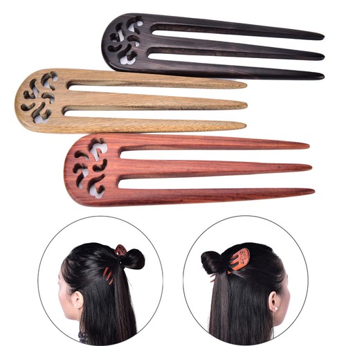 5-70-034-Carved-Ebony-Wooden-Sandalwood-Hair-Pin-Stick-Original-Retro-Women-Lady-FT