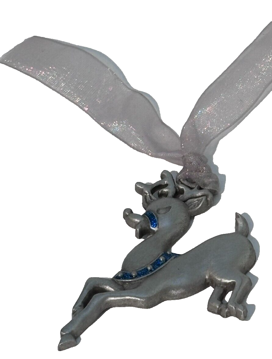 Pewter Reindeer Christmas Tree Ornament 089102230614 Holiday Legend USA Boxed