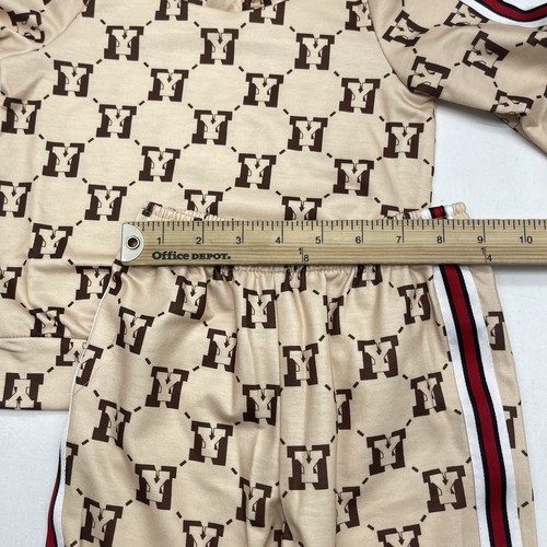Shein Brown All Over Printed Outfit Set Youth Kids Size 90 New - Picture 6 of 8