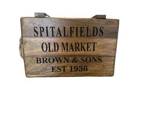 Vintage Style Wooden SPITALFIELDS BOX With Rope Handles Handmade With Lid LARGE - Picture 2 of 13