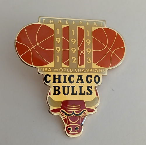 Vintage Chicago Bulls Threepeat NBA World Champions Lapel Pin