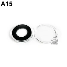 AirTite A15mm (.590") Coin Holder Capsules with Black Rings, Quantity of 10