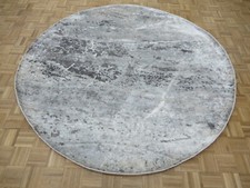 7'10 x 7'10 Round Hand Knotted Gray Modern Tibetan Oriental Rug With Silk G9143