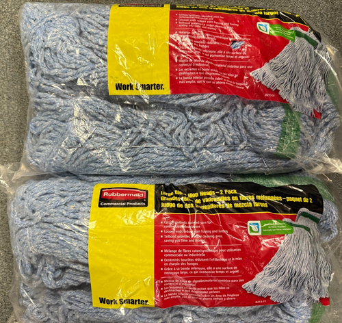 IN PACKAGE RUBBERMAID LARGE BLEND MOP HEADS 2 PACK D213-71 LOT OF 2 TOTAL OF 4