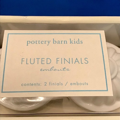 Pottery Barn Kids White Fluted Finials embouts 2pc Set Neutral Bedroom Nursery - Picture 3 of 7
