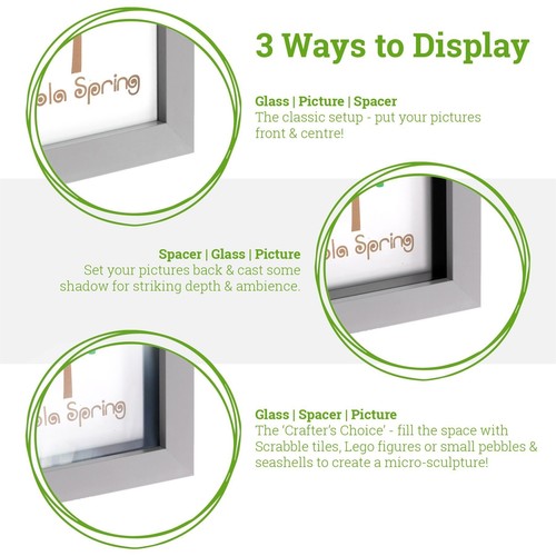 5x Dark Wood 4" x 4" Acrylic 3D Box Photo Picture Frames Deep Shadow Display - Picture 3 of 7