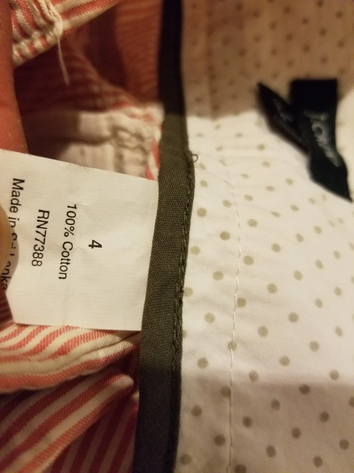 Mujer J. Pantalones Cortos Crew Caqui 4 Rayas Rosa Algodón Chino Foto 4 de 4