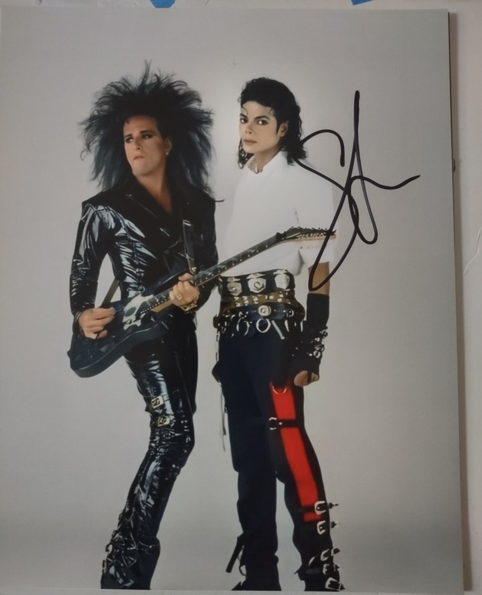 直筆サイン入り写真 スティーヴン・S・デナイト パシフィック・リム SA鑑定済 STEVE STEVENS 80S ROCK ICON SIGNED 8X10 PHOTO WITH MICHAEL JACKSON