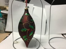 Katherine  s Collection ornament glass Holly  Ivy red green 18-18357C1 9  finial