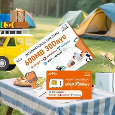 TALKSIM Global 4G LTE SIM Card | 600MB Data, 30 Days, 51-Country Coverage